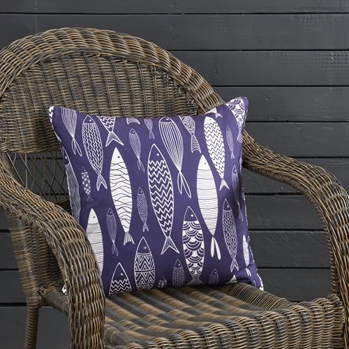 SARO LIFESTYLE Whimsical School of Fish Outdoor Pillow with Poly Fill