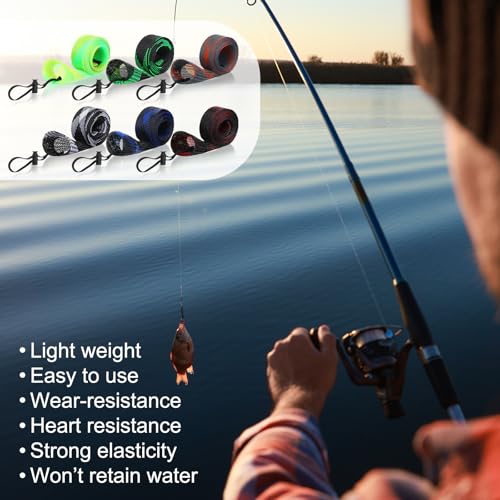 12 Pcs Fishing Rod Sleeves and Lure Wraps Fishing Rod Socks Pole Covers with Lanyard and 5.91 Inch Lure Covers for Fly, Casting, Sea Fish Rods Protector (Red) - color: Red