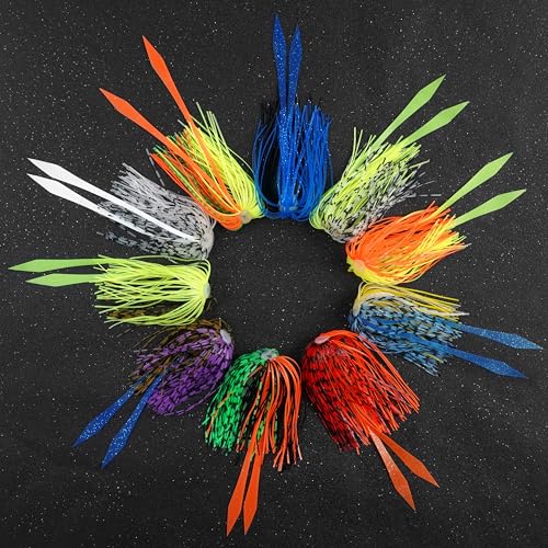 Silicone Jig Skirts Replacement Spinnerbait Skirts Fishing Lure Skirt Quick Change Umbrella Skirt for Spinnerbaits Buzzbaits Bass Fishing Jig Lure Making Supplies, 10/20pcs - color: 20 Packs