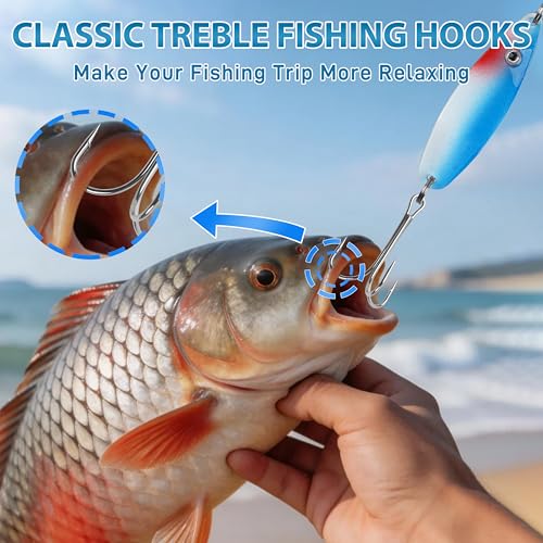 Classic Treble Fishing Hooks, 15pcs High Carbon Steel Large Treble Hooks Silver Triple Barbed Fish Hooks for Saltwater Freshwater Fishing Size 4/0 6/0 7/0 8/0 10/0 - size: 6/0-15pcs