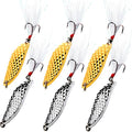 Sougayilang Fishing Spoons Hard Fishing Lures Treble Hooks Salmon Bass Metal Fishing Lure Baits 1/2 OZ - color: MIX 6pcs