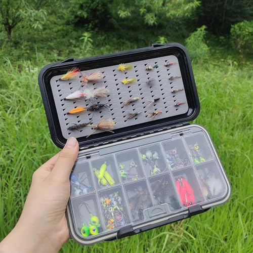 Aventik Waterproof Fly Box Two Sided Easy Grip Foam Light Weight Fishing Tackle Box Large Capacity(H027) - size: H027:7.71"x4.18"x1.66"