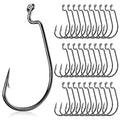 UCEC Fishing Hooks Offset Shank Worm Hooks Extra Wide Gap 2X Strong Carbon Steel Bait Jig for Bass Fishing Trout Catfish Saltwater Freshwater 1/0 2/0 3/0 4/0 5/0 30pcs/Box - size: 4/0 30pcs