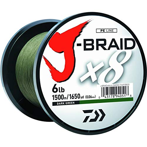 Daiwa J-Braid 300M 8-Strand Woven Round Braid Line - color: DARK GREEN, size: 20 lb