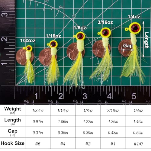 Dr.Fish 10 Pack Crappie Jig Marabou Jig Hand-Tied Freshwater Ball Fishing Jig Hooks Sickle Hook Bass Trout Panfish Bluegill Walleye 1/16oz 1/8oz 3/16oz 1/4oz - color: White, size: 1/32oz-Hook #6