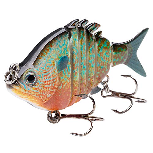 Bassdash SwimPanfish 2.5”/0.34oz Hard Bluegill Swimbaits Multi Jointed Topwater Trout Bass Fishing Crank Lure,Pack of 4 - color: BLPR