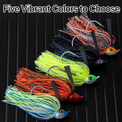 Dr.Fish 2 Pack Swim Jigs Weedless Bass Fishing Jigs Hook Lures with Reinforced Weed Guard Fish Head Swimbait Silicone Skirt Pike Walleye Muskie Freshwater Lures - color: Midnight, size: 3/8oz