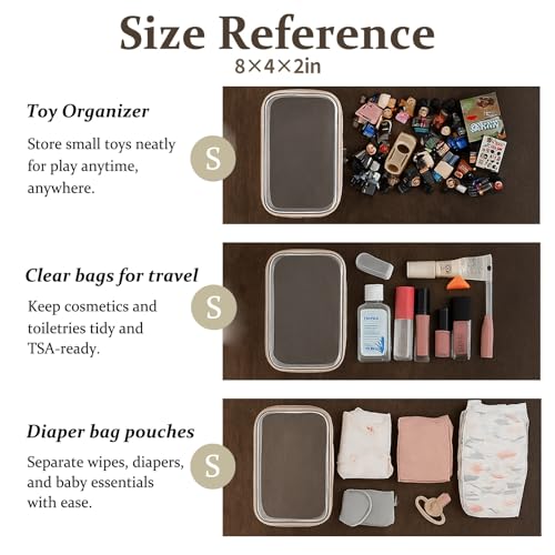 4 pcs Clear Zipper Pouches,Hard Shell Zipper Case, Toiletry Bag for Travel, CLear Diaper Bag, Toiletry Pouch, Travel Organizer, Cosmetic Bag,Toy Storage Bins (M+3S) (Gray) - color: Gray, size: M+3S