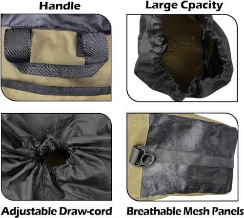 Riverruns Fishing Hunting Wader Bag with Vented Mesh, Waders Boots Bag, Fly Fish Storage Bag for Fishing, Hiking, Camping - color: Khaki, size: Medium 30 L