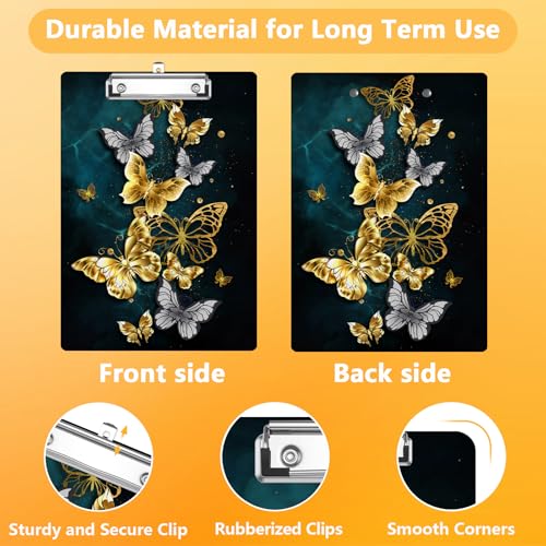 Goldern Butterfly Clipboard, Decorative Clip Board with Metal Clip Cute Plastic Clipboards A4 Standard Size 8.5" x 12.5" for Nurses, Students, Office - color: Butterfly