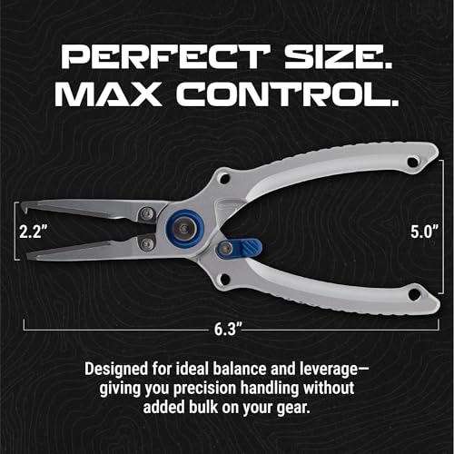 Reaction Tackle Aluminum Fishing Pliers with Tungsten Carbide Cutters, Braid Cutter, Hook Remover and Crimper, Saltwater Corrosion Resistant with Sheath and Lanyard - size: Straight