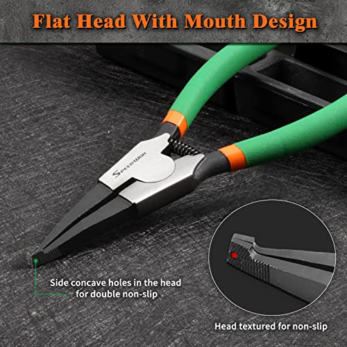 SPEEDWOX Special Angle Tip Lock Ring Pliers 8-Inch Retaining Rings Pliers for Removing Installing Gearshift Locking Rings Spring Loaded Snap Ring Pliers for Removing Installing Locking Rings - style: 8" with hole