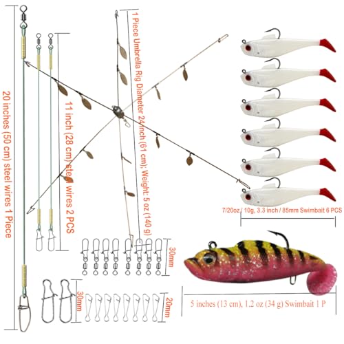 Umbrella Fishing Rig Kit Set - color: 6-arm Heavy Umbrella Rig