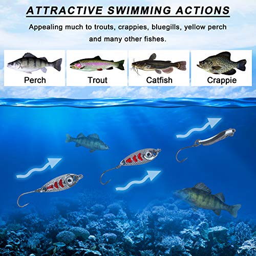 Trout Fishing Spoon Lures Set - Hard Bait Spinner Single Hook Mini Fishing Jig Metal Spoon Lures for Perch, Char, Crappie