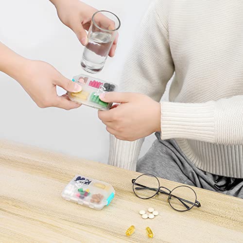 4PS Travel Pill Organizer with 164 Slice Labels，10 Compartments Travel Pill Box Portable Folding Small Pill Case Daily Pill Container Used for Carry Storage Medicine Organizer By M MUchengbao (White) - color: White