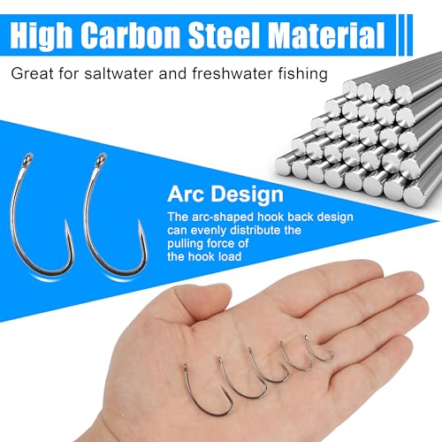 Barbless Fishing Hooks,Carp Curve Shank Crank and Wide Gape Circle Trout Fly Tying Hooks Small Size Circle Hooks for Hair Rig Fishing Tackle Size 2# 4# 6# 8# 10#