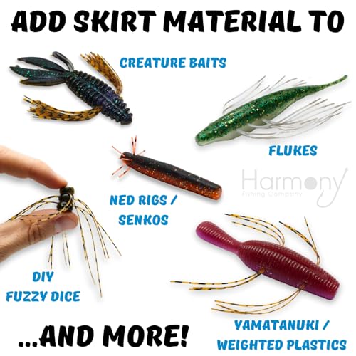 Harmony Fishing – Skirt Threader Tool (2-Pack + 8 Silicone Skirts) - Create Custom Fuzzy Dice Style Bass Baits