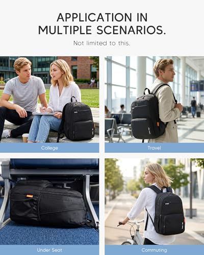 40x30x15 cm Personal Item Travel Bag,16x12x6 inch Small Carry On Backpack 20L, Flight Approved Underseat Travel Bag Cabin Size Lightweight Black