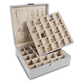 Frebeauty Earring Organizer Classic Jewelry Box 50 Slots Double Layer Jewelry Storage Case with 6 Necklace Hook and Bracelet Pocket(Grey) - color: Grey