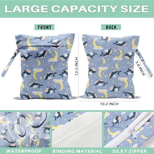 2-Pack Reusable Wet Bags, Fish & Marine Animal Pattern Wet Dry Pouch for Outdoor Daily Carrying - color: Fish20