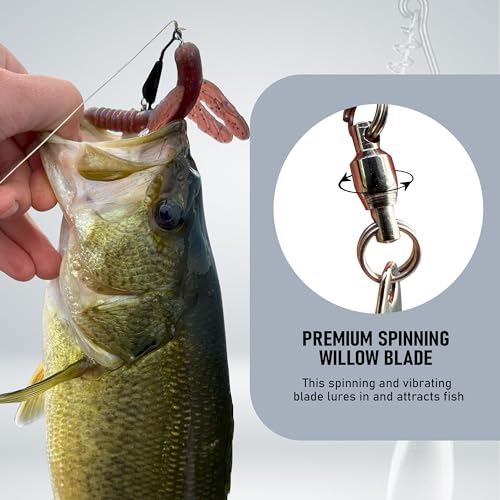 Reaction Tackle Tungsten Bladed Underspin Swimbait Hooks, Weighted Weedless Jig Heads for Bass, Pike, and Musky, Freshwater and Saltwater Fishing (3-Pack) - color: Black, size: 1/2 Oz - 6/0 Hook