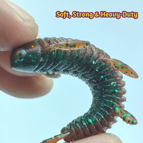 Fishing Lure, Soft Plastic Grub,10 pcs Chariot Bug Soft Lures, Wacky Worms Baits for Bass Fishing for Texas Carolina Weightless Finesse Rig Kit Gear - color: Green Pumpkin