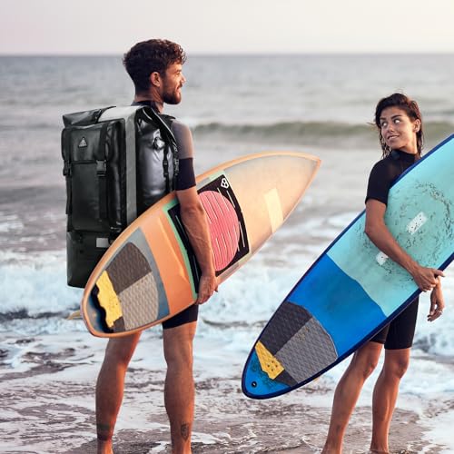 Haimont 100L Waterproof Backpack Large Roll Top Dry Backpacks Marine Dry Bags with Air Valve Travel Surfing Black/Grey - color: Black/Grey, size: 100L