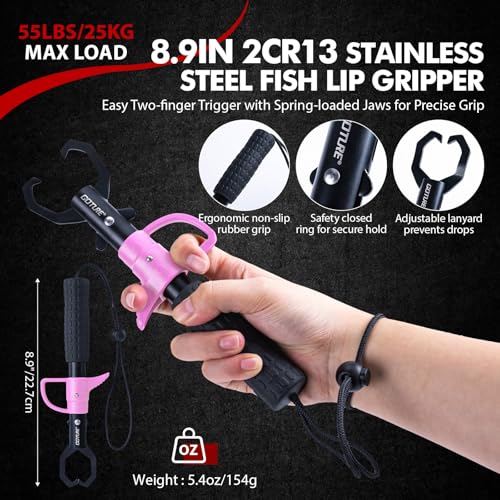 Goture Fishing Tool Kit,Fishing Pliers,Fillet Knife with Sheath,Fish Lip Gripper,Fish Hook Remover,Lanyard,Line Scissors,Sharpener,Stainless Steel Soap,Saltwater Gear Kit,Red/Pink,Gifts for Men/Women - color: B1:6pcs Pink Fishing Tool Kit