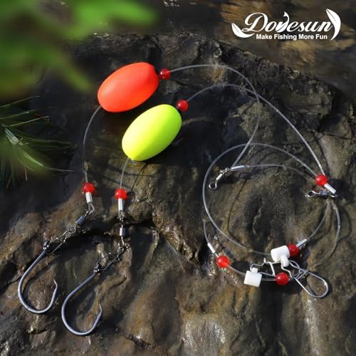 Dovesun Fish Finder Rig with Float 20.5" Surf Fishing Rigs 90LB Surf Fishing Tackle for Shark Bluefish Stripers 6PCS 5/0 8/0 - color: 8/0 Circle Hook