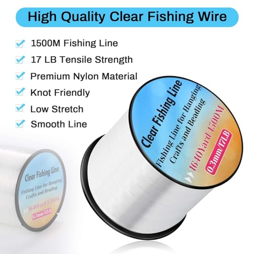 Strong Fishing Line Clear, Acejoz Fishing Wire 0.3mm, 0.45mm, 0.8mm Invisible Hanging Wire Nylon String Heavy Duty Monofilament Line for Hanging Decoration Balloon Garland Crafts - color: 0.3mm