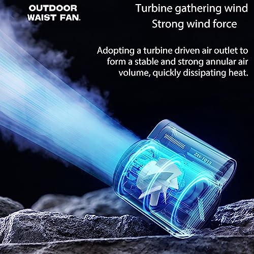 fuliying Waist Fan Portable Rechargeable – 4500mAh Battery Lasts 10 Hours, 3-Speed Personal Clip-On Fan, Hands-Free Wearable Mini Cooling Fans for Outdoor Work, Construction, Fishing, Camping - color: black