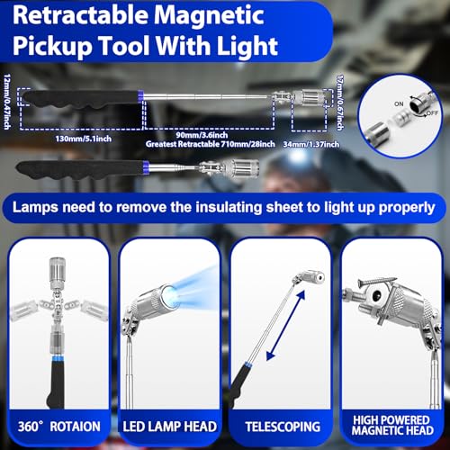 Keze 17 Pcs Hook and Pick Set Auto Trim Removal Tool Kit,Clip Plier Remover Tool Gasket Scraper Telescoping Magnetic Pickup Tool for Automotive Repair and Car Body Door Panel Fastener Removal - color: Blue-17 Hook and Pick Set