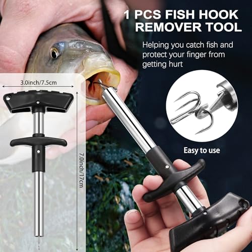 Honoson Fishs Hook Remover Tools Kit Include 1 Pcs Handheld Digital Fish Scale and Fishing Hook Remover Tool and Fish Lip Gripper and Fishing Plier with Sheath and 2 Pcs Fishs Tool Lanyards - color: Silver
