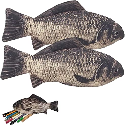 2 Pieces Simulation Fish-Shaped Pencil Case, Waterproof Coin Purse, Novelty Stationery Bag, Durable School Office Supplies Gift for Boys Girls