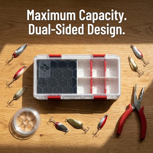 Fishing Tackle Box Tackle Tray Floating Fishing Lure Box Storage Organizer Plastic Box with Adjustable Dividers White Silicone Vertebrae - style: Double Sided B107