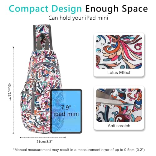 TITECOUGO Small Sling Bag, Lightweight Crossbody Backpack for Men Women, Shoulder Bag for Sports and Outdoor - color: Mix-magnolia Flower