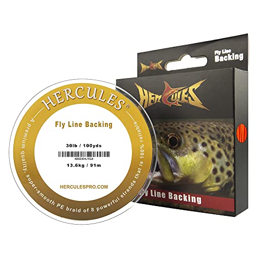 HERCULES Braided Fly Line Backing 20lb 30lb, 100Yds 300Yds, with Long-Lasting Color - color: Orange, size: 30LB 100Yds