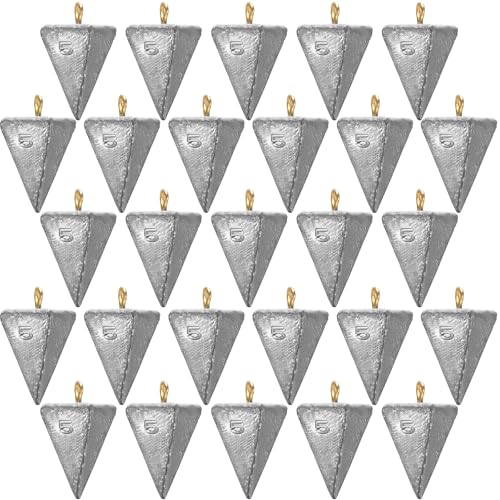 Zhanmai 27 Pieces Pyramid Fishing Weights Sinkers Triangle Rig Pyramid Sinkers for Ocean Saltwater Surf Bass Catfish Fishing Weights Casting Gear Tackle Essential - size: 5oz