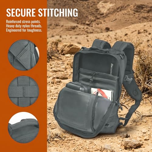 Small Tactical Hiking Backpack, 12L MOLLE Bookbag Daypack for Travel | MOLLE webbing expands carry options;compact,lightweight design fits hiking,school,camping,travel and daily use - color: Grey