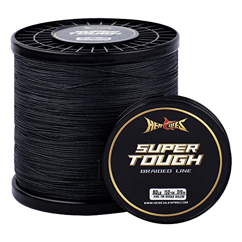 HERCULES Super Tough Braided Fishing Line 4 Strands / 8 Strands, 4lb - 160lb Braid Lines, 150/300/500/1000 Yards for Saltwater - color: Black, size: 4LB (300 Yards) - 4 Strands