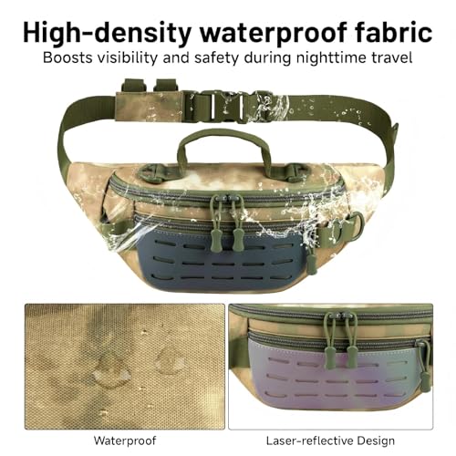 Outdoor Fanny Pack, Large Capacity Hiking Waist Packs with Adjustable Belt & Reflective Strip,good for Travel,Finshing,Running, Cycling(Urban Rubble Camo) - color: Urban Rubble Camo