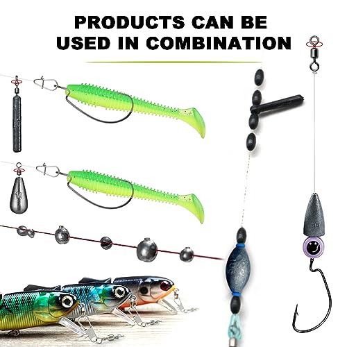 306pcs Fishing Lure Accessories Kit Including Hooks, Sinkers Weights, Rubber Bobber, Jigs, Beads, Swivels Snaps, Fishing Gear Kit with Tackle Box