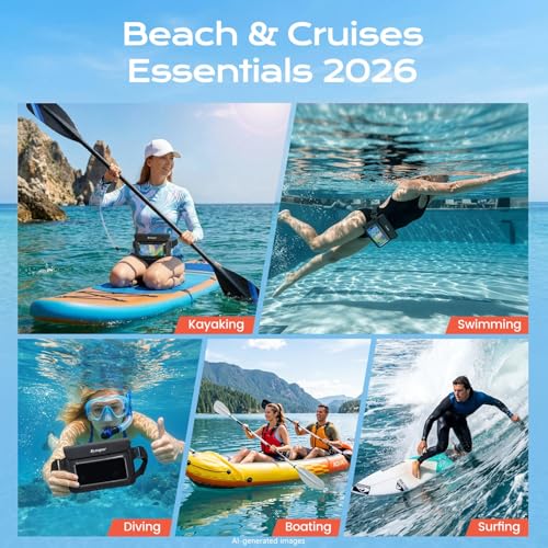 Rynapac 2 Pack Waterproof Fanny Pack for Woman Man, IPX8 Swimming Dry Belt Bag, Passport Wallet Phone Pouch Double Space, Elastic Waistband, Beach Cruise Vocation Essentials 2026 - color: Black+Pink