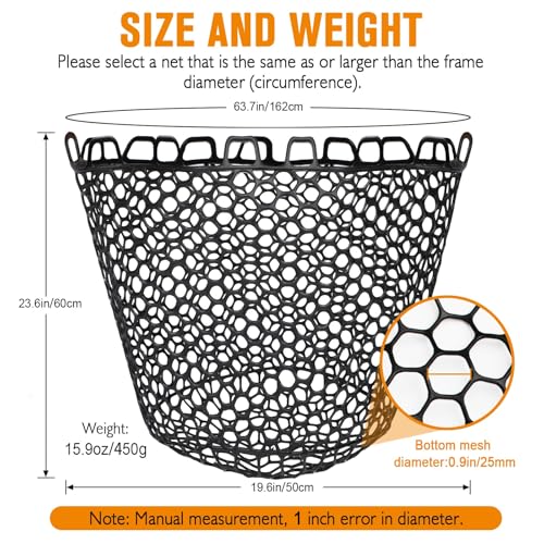 Dovesun Rubber Fishing Net Replacement Netting Without Handle Clear Black Fishing Nets for Fish Fly Fish Landing Net Bag for Freshwater Saltwater Foldable Trout Net Rubber Mesh 5 Sizes White Black Red - color: Black, size: 19.5"dia-23.4"depth(63.2"Circumf