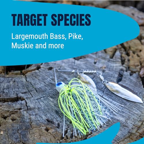 Reaction Tackle Tungsten Spinner Bait Spinnerbait - Double Willow Blade Bass Fishing Lure - Compact Profile Heavy Casting 97% Tungsten (2-Pack) - color: Hot Tiger, size: 3/8 Oz