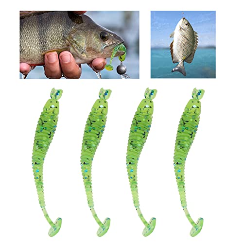 Akozon 50PCS Soft Plastic 5cm Fishing Lures, Ttail Grub Worm Bait, Fish Tackle Accessory in Vibrant Orange Color, Ideal for Fishing Enthusiasts - Pack of 50 - color: Cyan