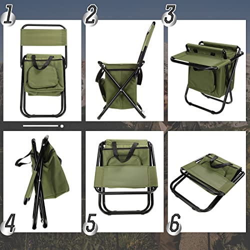 Jerify 2 Pcs Fishing Chair with Cooler Bag Multi-Function Foldable Compact Fishing Stool Hunting Chair Portable Backrest Stool with Folding Backpack for Finishing Camping Hunting Travel(Green) - color: Green