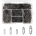 330 Pcs 5 Sizes Fishing Power Speed Clips,Stainless Steel Quick Change Lure Connectors,Clip Snap for Crankbait,Popper,Topwater Lures,Saltwater & Freshwater Fishing Tackle Accessories (Black)