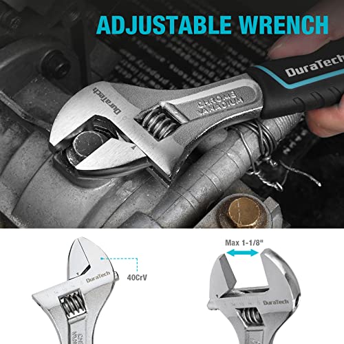DURATECH 4-Piece Pliers Set, 8" Long Nose, 8" Slip Joint, 8" Groove Joint and 8" Adjustable Wrench, for Home Use