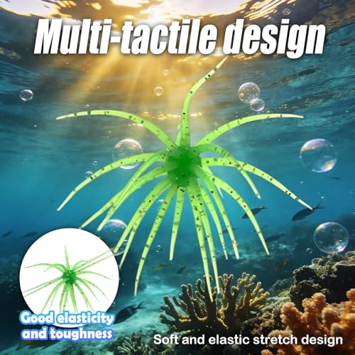 4Pcs Dice Bait, Floating TPR Swimbait with Reflective Stars,Tentacle Creature Lure, Sea Urchin Style Soft Plastic Baits, for Bass Fishing Drop Shot, Wacky Rig/Neko Rig and Finesse, Slow Sinking - color: Grayish Red(S), size: 6cm/2.34inch
